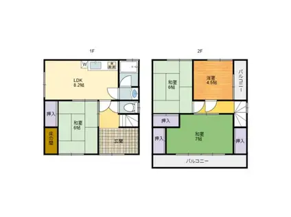 南海電鉄南海本線 北助松駅 徒歩4分 2階建 築42年(4LDK)の間取り写真