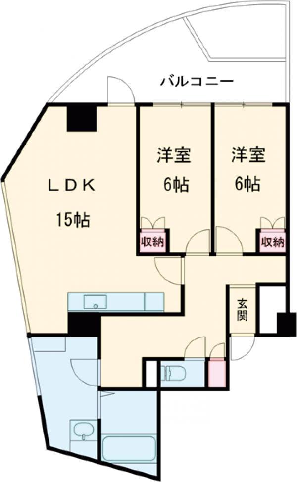 クリスタルタワー(2LDK/8階)の間取り写真