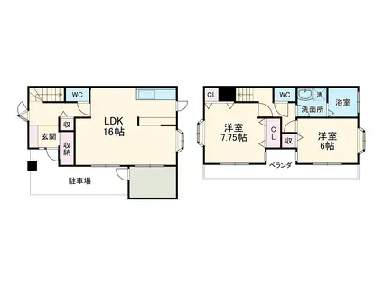 ヴィクトワール津田沼(2LDK/1階)の間取り写真