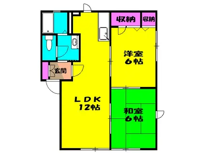 グリーンヴィラ宮原(2LDK/2階)の間取り写真