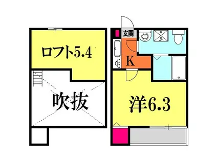 ドリームライン(1K/1階)の間取り写真