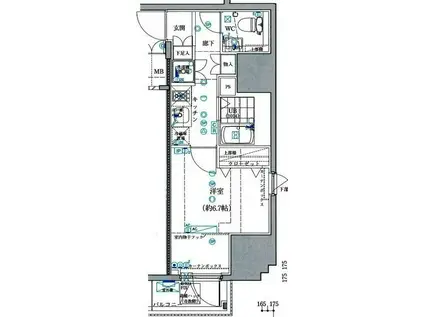 スパシエ八王子クレストタワー(1K/8階)の間取り写真