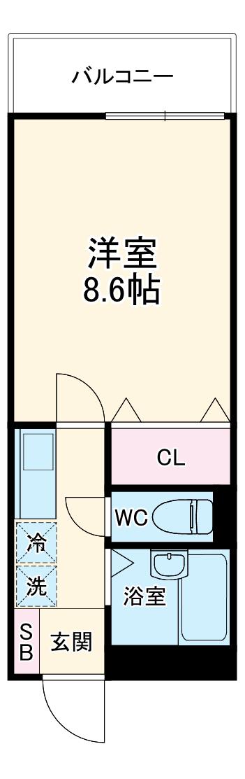 ジュネスマキノ(1K/2階)の間取り写真