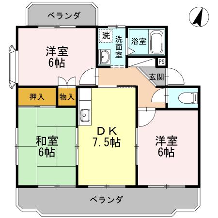 グレースリヴラン(3DK/3階)の間取り写真