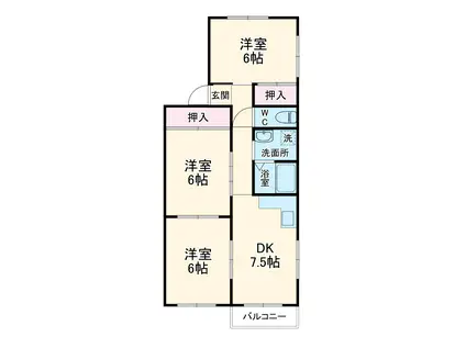 ヴィラ城南(3DK/2階)の間取り写真