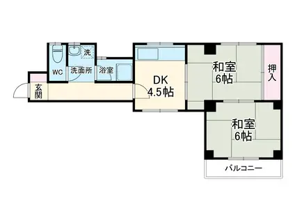 松葉第一マンション(2DK/2階)の間取り写真