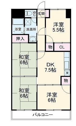 INSURANCE BLDG ⅩⅥ(4DK/3階)の間取り写真