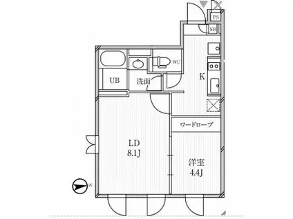 ルクレ高田馬場(1LDK/4階)の間取り写真