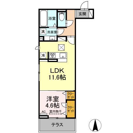セレスティア助光 A棟(1LDK/3階)の間取り写真