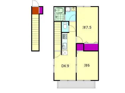 FAIR HOLME A棟(2DK/2階)の間取り写真