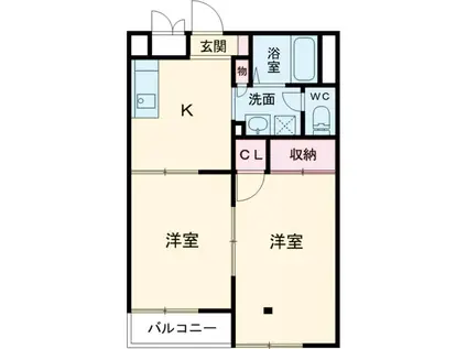 ドミールイシイ(2DK/1階)の間取り写真