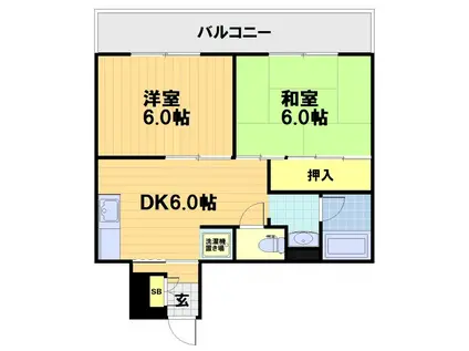 サンライブマンション(2DK/4階)の間取り写真