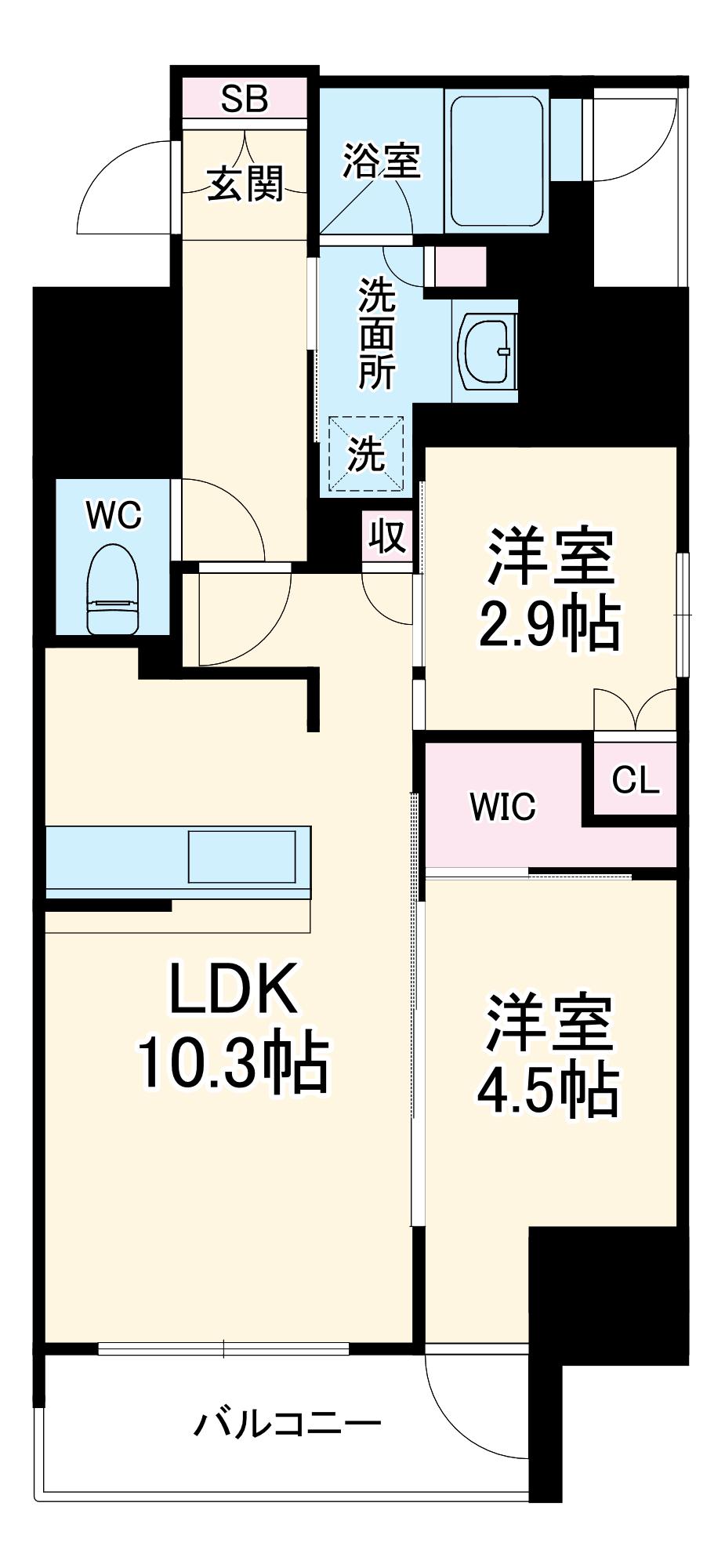 ソルティア天満橋駅前(2LDK/3階)の間取り写真