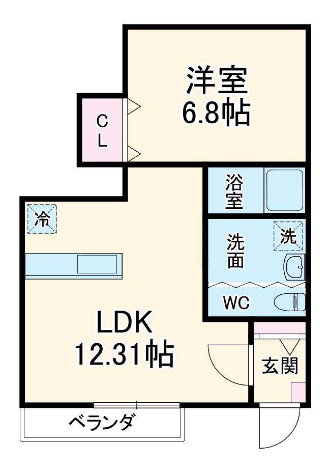 ユーシン中野(1LDK/1階)の間取り写真