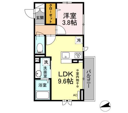 エクセルメゾン(1LDK/2階)の間取り写真