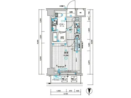 メインステージ千住中居町(1K/2階)の間取り写真