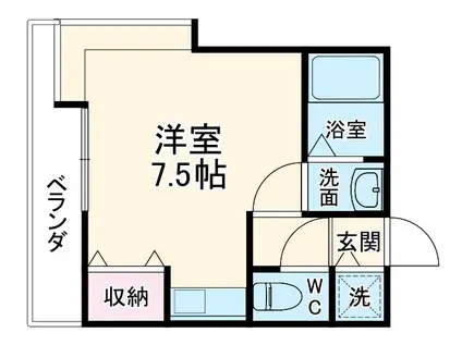 ウッドベルⅤ(ワンルーム/1階)の間取り写真