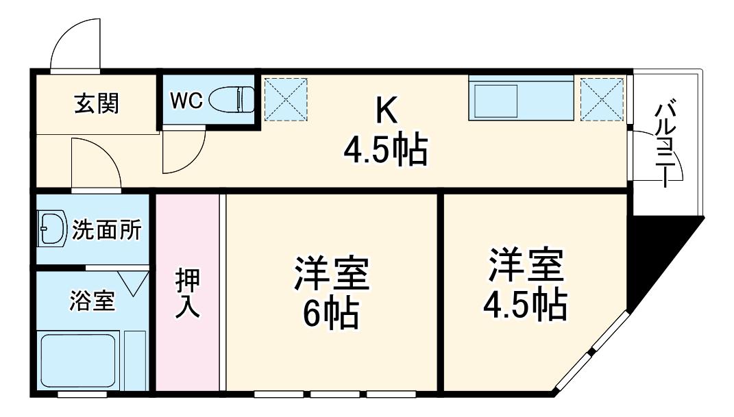 マンション富(2DK/3階)の間取り写真