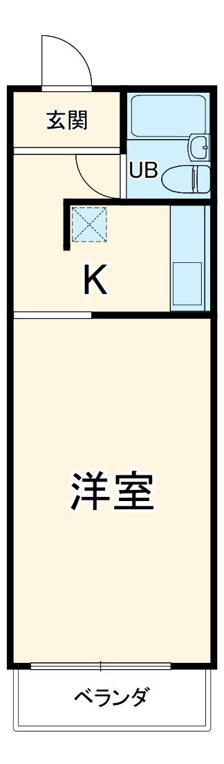 HOUSE108車道(1K/1階)の間取り写真