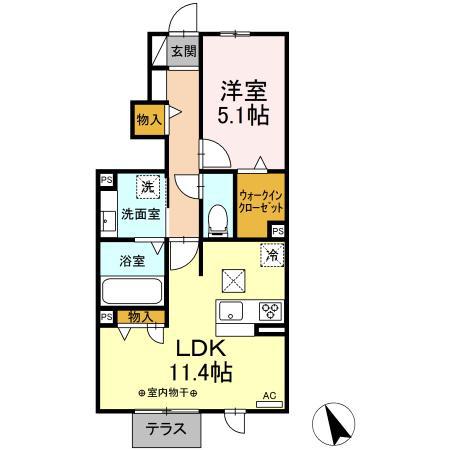 リーベSK(1LDK/1階)の間取り写真