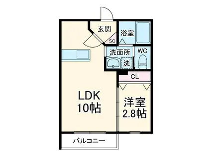 LIBERA刈谷元町(1LDK/3階)の間取り写真