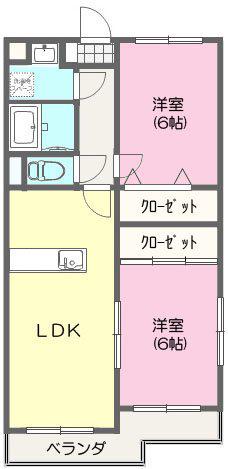 ペイザージュⅡ(2LDK/1階)の間取り写真