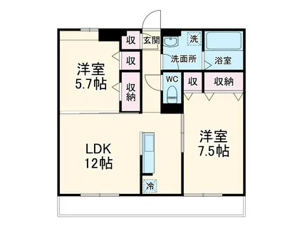 ヴェルドミール伍番館(2LDK/2階)の間取り写真