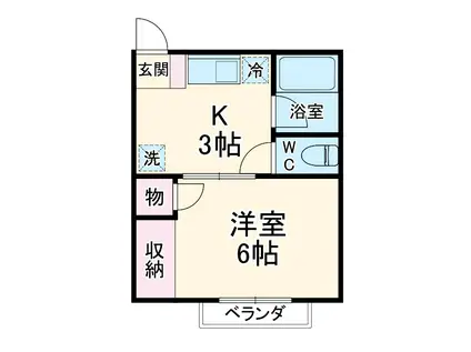 平成ハイツ11号棟(1K/2階)の間取り写真