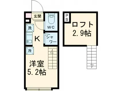 ハーモニーテラス小岩イーストⅡ(ワンルーム/2階)の間取り写真