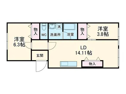 227番館(1SLDK/3階)の間取り写真