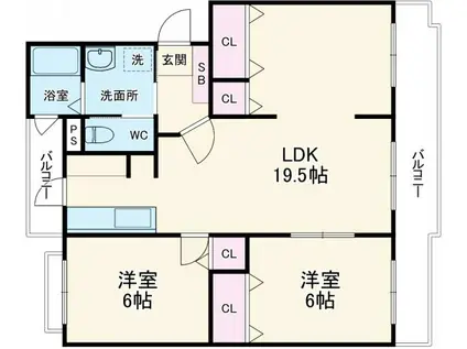 VILLAGE森の里 A号棟(2LDK/4階)の間取り写真