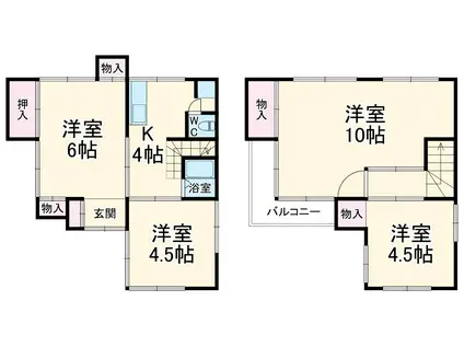 東武伊勢崎・大師線 越谷駅 徒歩13分 2階建 築46年(4K)の間取り写真