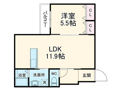 アークハイム吹田山手(1LDK/2階)の間取り写真