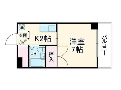 第6スカイビル(ワンルーム/6階)の間取り写真