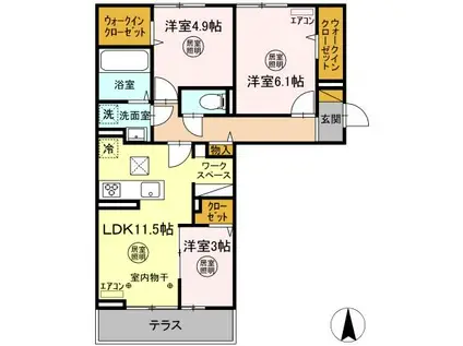 オーフィングⅢ(3LDK/3階)の間取り写真