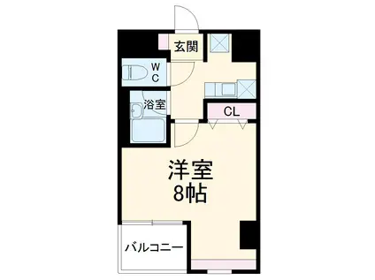 ウエストサイド(1K/4階)の間取り写真