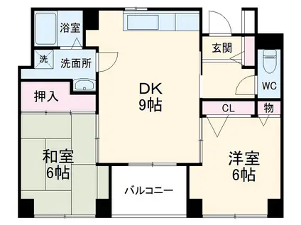 ファミリーハイツ岡町(2DK/2階)の間取り写真