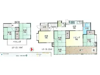 中央本線 八王子駅 徒歩15分 2階建 築60年(6LDK)の間取り写真