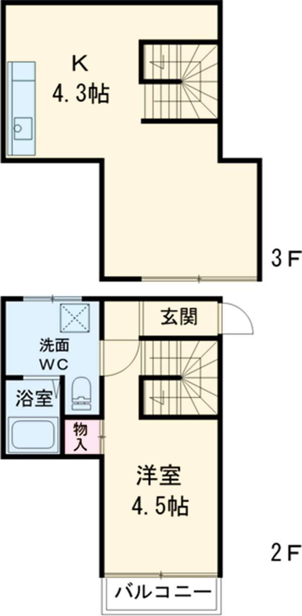 K・FLATS(1LDK)の間取り写真