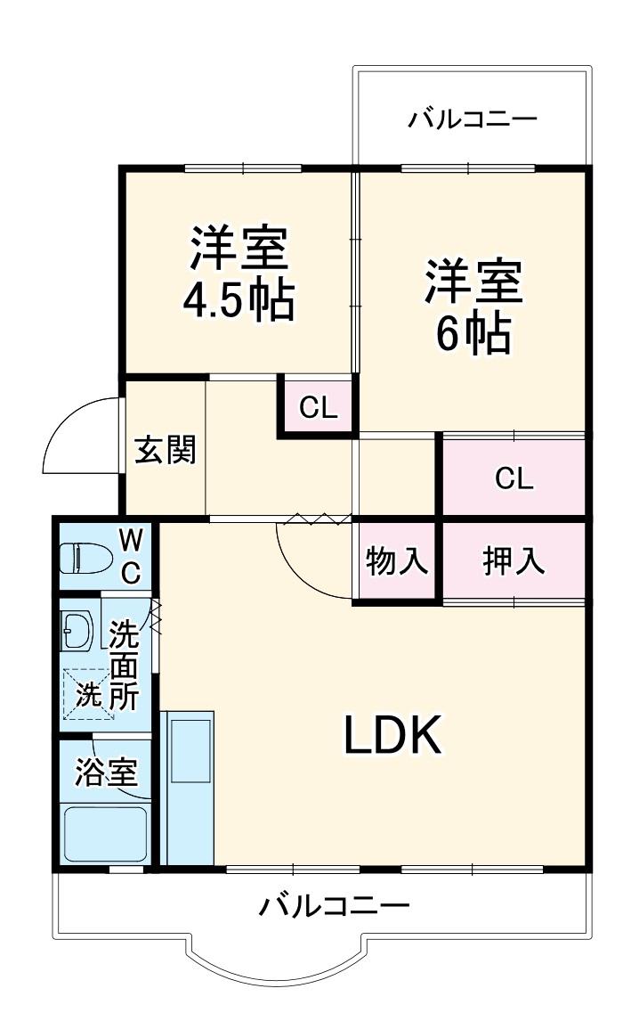 ヒルサイドシティⅠ(2LDK/4階)の間取り写真