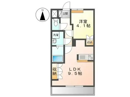 ベルフィーユMIYA(1LDK/2階)の間取り写真