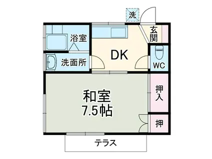 ハイツイシハラ(1DK/1階)の間取り写真