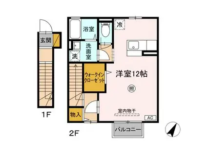 リトルアイランドⅢ(ワンルーム/2階)の間取り写真