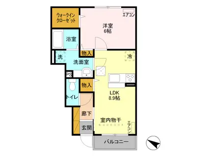 コンフォール奏(1LDK/1階)の間取り写真