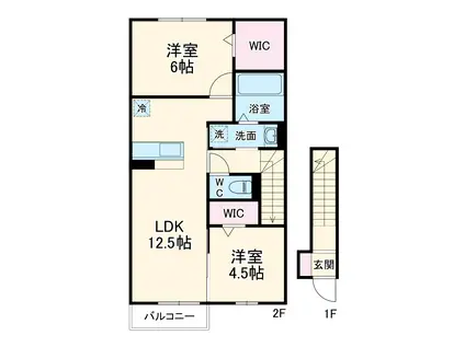 アムール フェール B棟(2LDK/2階)の間取り写真