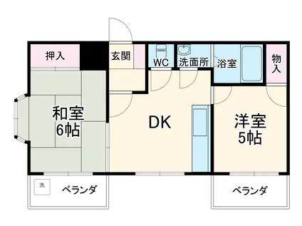 相湘11栄町ビル(2DK/4階)の間取り写真