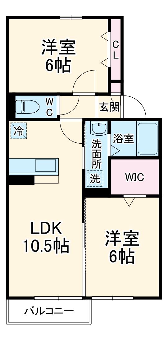 グランドール戸ケ崎(2LDK/2階)の間取り写真