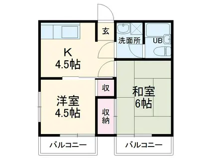 フラワーハイムMINAMI(2K/2階)の間取り写真