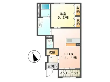 FELICE B (1LDK/1階)の間取り写真