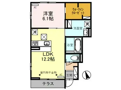 シーダールシア(1LDK/1階)の間取り写真